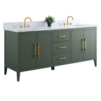 Meuble-lavabo de salle de bain Vanity Art 72 po à double vasque avec dessus en marbre reconstitué