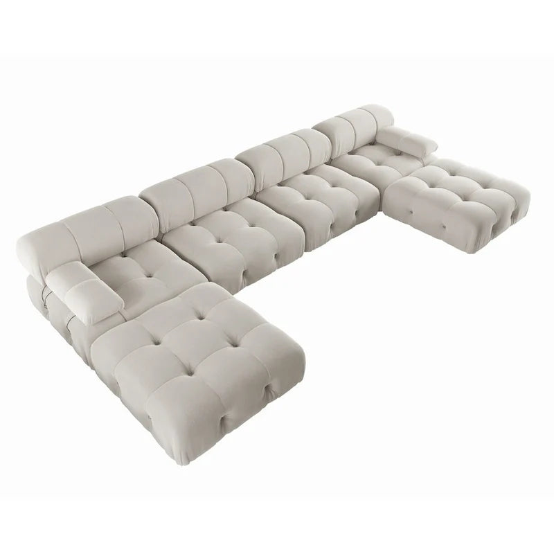 138 Canapé sectionnel modulable convertible, canapés et sofas minimalistes en velours en forme de U