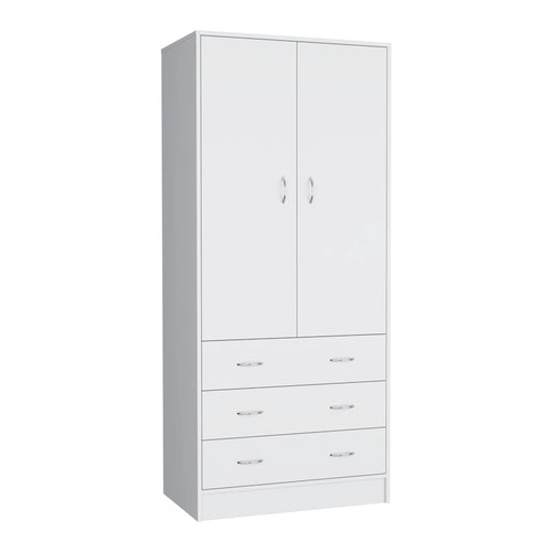 Grande Armoire Moderne à Deux Portes avec 3 Tiroirs et 1 Tringle pour Chambre à Coucher