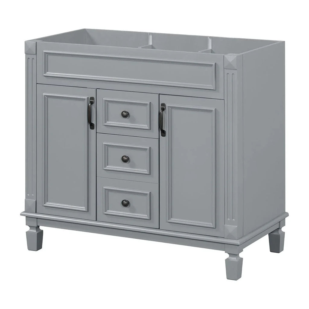 Meuble-lavabo de salle de bain moderne de 91 cm avec lavabo et armoire de toilette, 2 portes et 2 tiroirs