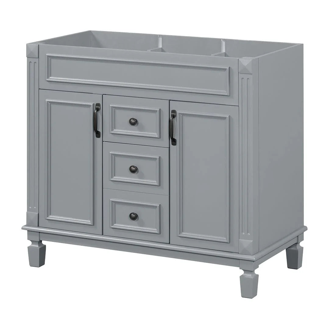 Meuble-lavabo de salle de bain moderne de 91 cm avec lavabo et armoire de toilette, 2 portes et 2 tiroirs