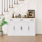 Buffet de cuisine Celebalcony avec rangement, grand buffet de cuisine de 135,6 cm avec 3 tiroirs et 4 portes, étagère réglable pour cuisine, salon