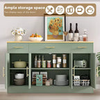 Buffet de cuisine Celebalcony avec rangement, grand buffet de cuisine de 135,6 cm avec 3 tiroirs et 4 portes, étagère réglable pour cuisine, salon