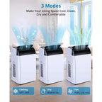 Climatiseur portable 14 000 BTU, unité de climatisation 3-en-1 pour pièces jusqu'à 70 m² avec déshumidificateur