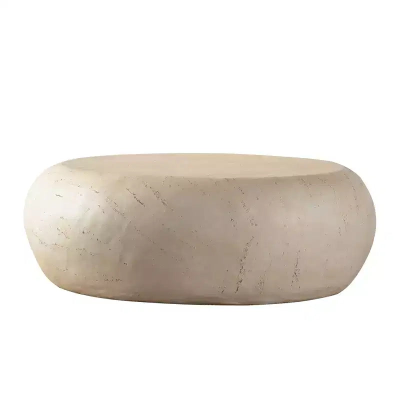 Table basse ronde en MgO au design imitation pierre pour salons de style Mid-Century