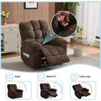 Fauteuil inclinable manuel, fauteuil inclinable ergonomique en tissu respirant avec poches latérales, canapé individuel, adapté au salon et à la chambre à coucher