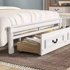 ModernLuxe Lit plateforme Queen/King Size avec tête de lit haute, cadre de lit rustique en bois avec 2 tiroirs, lumières LED et ports USB