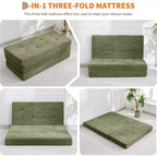 SunnyFurn Matelas pliant triple 6 pouces pour canapé-lit, 75X54.3 Lit d'appoint pliable en mousse avec velours côtelé capitonné, portable pour le camping, le salon, la chambre à coucher