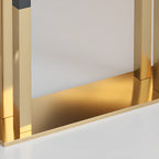 Table de bar rectangulaire de luxe en bois avec base luge dorée pour salle à manger
