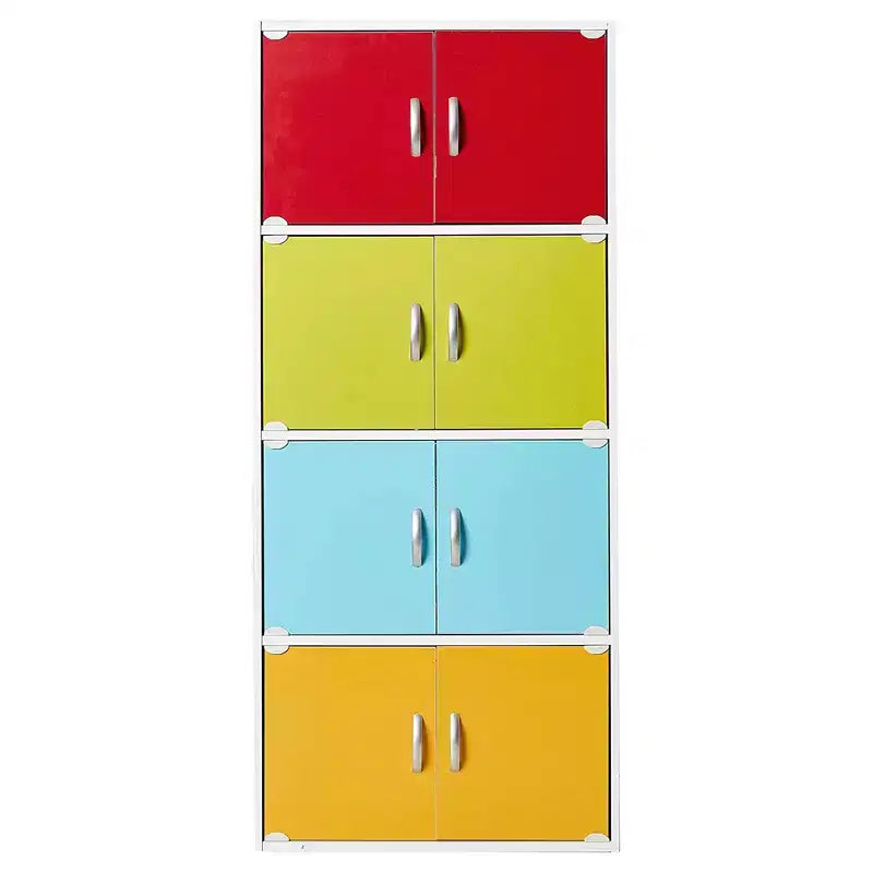 Hodedah HID44 Meuble de rangement multifonctionnel fermé à 8 portes pour la maison et le bureau, finition bois de hêtre