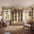 Bibliothèque-vitrine Famapy Chêne Clair : 63cm de large, Portes Coulissantes en Verre + Tiroir de Rangement Organisateur Spacieux pour Bibliothèques à Domicile et Salons