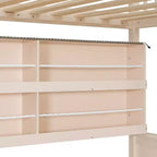 Lit superposé moderne bas Luxystar double sur double avec rangement, étagères éclairées et panneau perforé