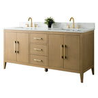 Meuble-lavabo de salle de bain Vanity Art 72 po à double vasque avec dessus en marbre reconstitué