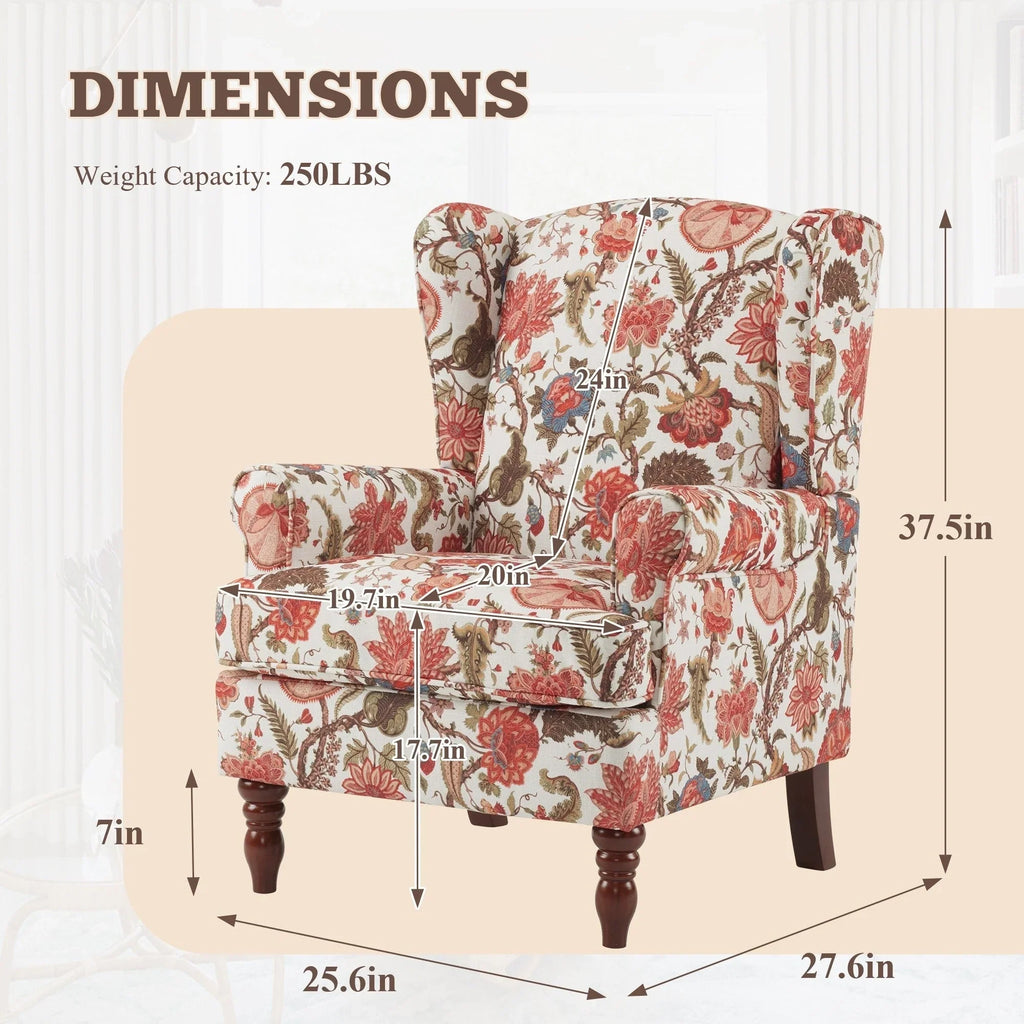 Fauteuil d'appoint moderne Erommy, fauteuil à dossier haut, canapé simple en tissu rembourré avec boutons et pieds en bois pour salon