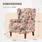 Fauteuil d'appoint moderne Erommy, fauteuil à dossier haut, canapé simple en tissu rembourré avec boutons et pieds en bois pour salon