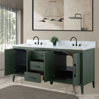 Meuble-lavabo de salle de bain Vanity Art 72 po à double vasque avec dessus en marbre reconstitué