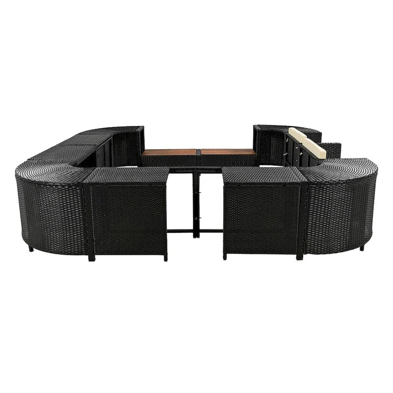 Canapé d'angle d'extérieur en rotin pour spa, forme quadrilatérale