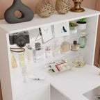 Table à ongles blanche avec extracteur de poussière intégré, écran en verre trempé, poignées dorées, poste de travail de salon de manucure, table de maquillage