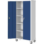 Armoire de rangement en acier de 180 cm avec portes verrouillables et 4 étagères réglables, meuble métallique robuste pour abri de voiture/bureau/garde-manger, conception antirouille