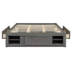 Cadre de lit plateforme Whisen Queen avec 4 tiroirs de rangement et rangement dans le pied de lit
