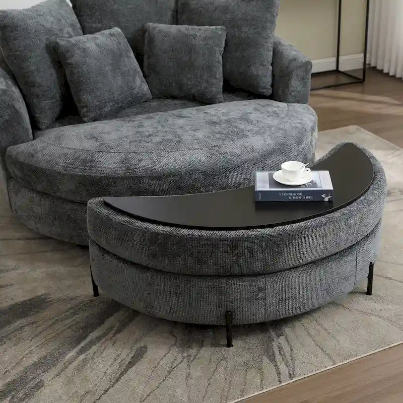 Fauteuil Moderne Rond Avec 5 Coussins Et Pouf Optionnel