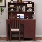 Bureau d'ordinateur en bois moderne Okak pour la maison avec plateau/chaise et étagère, bureau d'écriture de rangement pour adolescents et étudiants pour l'étude, le bureau
