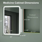 Armoire à pharmacie LED noire / blanche / dorée, porte simple, charnière à gauche ou à droite, encastrée ou murale