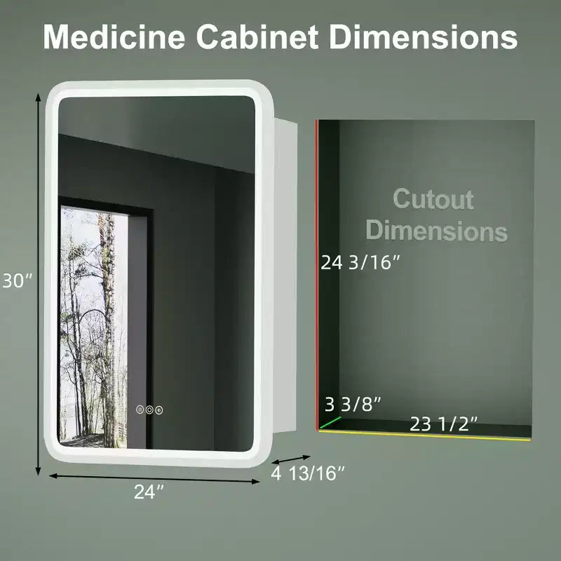 Armoire à pharmacie LED noire / blanche / dorée, porte simple, charnière à gauche ou à droite, encastrée ou murale