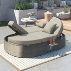Lit de soleil extérieur double pour terrasse avec coussins et oreillers