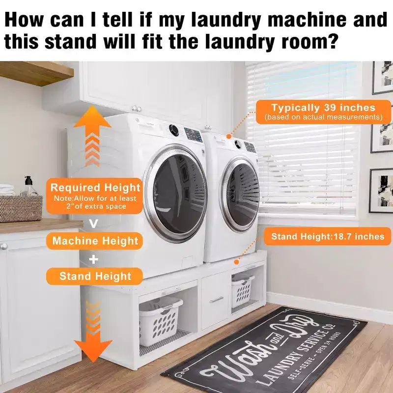 Pieds de machine à laver et sèche-linge GDLF, support universel pour machine à laver et sèche-linge avec étagère coulissante, blanc