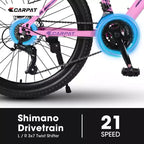 VTT Okak 24/26 pouces avec 21 vitesses et double freins à disque, vélo pour enfants avec suspension avant de 100 mm, Dirt Bike pour adolescents et femmes