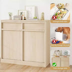Poubelle inclinable, chêne naturel, poubelle avec rangement et tiroir, meuble poubelle caché, panier à linge pour cuisine, salle à manger, salon