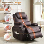 Fauteuil inclinable électrique Bestier de 88 cm avec fonction de levage, massage et chauffage, en similicuir, avec poches latérales et porte-gobelets
