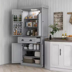 Garde-manger de cuisine de 71 po avec lumières DEL, 6 tablettes de porte, un tiroir et 4 tablettes réglables