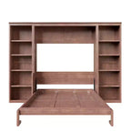 Lit escamotable grand lit/deux places avec bureau et étagère, brun foncé - ModernLuxe