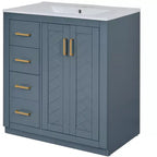Meuble-lavabo simple de 76 cm avec armoire et 3 tiroirs – Noir / Bleu / Vert / Indigo / Blanc
