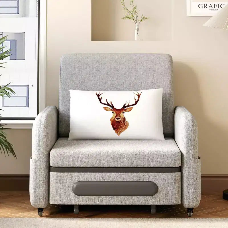 Fauteuil convertible 3-en-1 Gaoyangjiaju avec tiroir de rangement - Canapé-lit gigogne avec poche latérale et oreiller - Gris