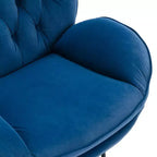 Fauteuil d'appoint en velours Okak avec pouf, fauteuil de salon moderne de style scandinave sans accoudoirs, fauteuil d'appoint doux et confortable pour regarder la télévision, jouer à des jeux