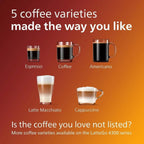 Machine à café expresso haut de gamme, 12 cafés chauds/froids, système LatteGo, broyeur céramique, chrome noir