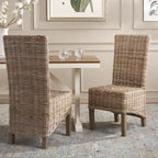 Lot de 2 chaises de salle à manger en osier naturel 48L x 56P x 104H cm, style bohème côtier