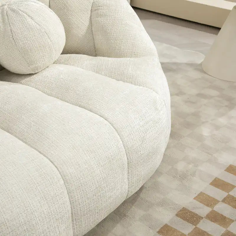 Fauteuil de salon en chenille blanc 63,78 cm avec rembourrage en mousse haute densité