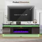 Meuble TV Skyzoo avec foyer électrique intégré, pour téléviseurs jusqu'à 80 pouces, avec lumières LED et 4 prises CA, console TV pour salon