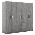 Armoire 6 portes en bois avec tiroirs pour chambre à coucher
