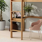 Lit mezzanine Okak Minimalism avec échelle, lit mezzanine simple en bois d'hévéa avec garde-corps de sécurité et bureau intégré, cadres de lit pour enfants, adolescents