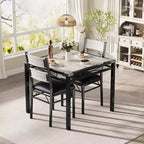 Ensemble table à manger pour 4 personnes, avec 4 chaises rembourrées, ensemble de 5 pièces de table de cuisine en bois avec protecteur de coin pour cuisine, appartement, petit espace.