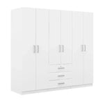 Armoire 6 portes en bois avec tiroirs pour chambre à coucher