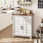 Armoire de rangement rustique 80 cm, avec portes à lattes, 3 niveaux réglables, casier à double porte, pour cuisine, salle à manger et bureau à domicile