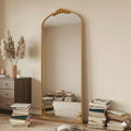 Miroir arqué pleine longueur 65x22, en métal, style baroque vintage, or antique
