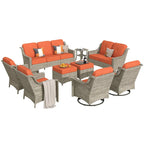 Ensemble de conversation de jardin 9 pièces XIZZI avec fauteuil pivotant