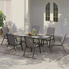 Chaises de patio, Lot de 4/6 chaises de salle à manger empilables d'extérieur en textilène léger résistant aux intempéries avec accoudoirs pour jardin, terrasse de piscine